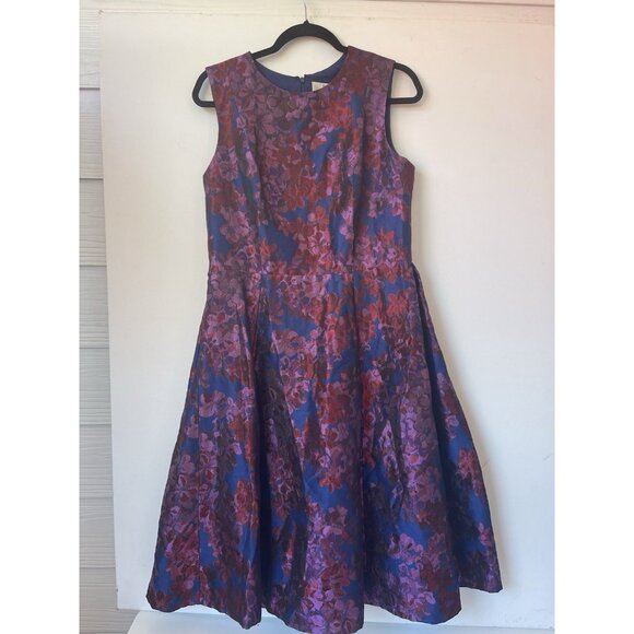 Badgley Mischka Couture for Nordstrom Floral Jacquard Fit & Flare Dress Size 12 - Picture 9 of 11
